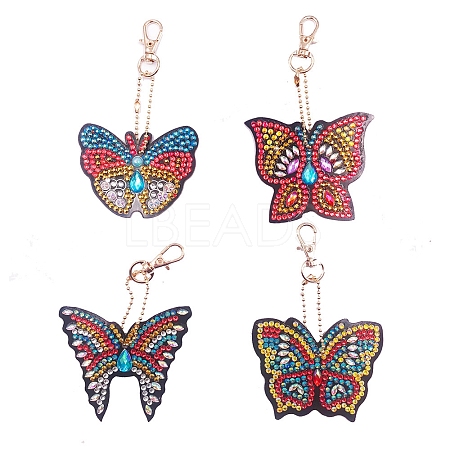 DIY Butterfly Keychain Diamond Painting Kits DIAM-PW0001-157-1
