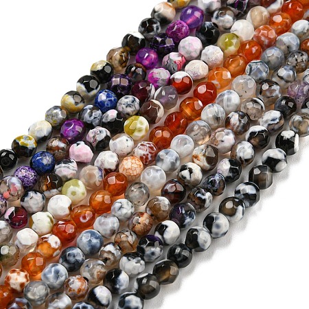 Dyed Natural Fire Crackle Agate Beads Strands G-G007-01-1