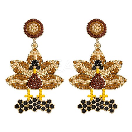 Alloy & Glass Seed Beaded Stud Dangle Earrings FS-WG6CE38-06-1