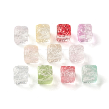 Spray Painted Transparent Glass Beads GLAA-D006-04-1