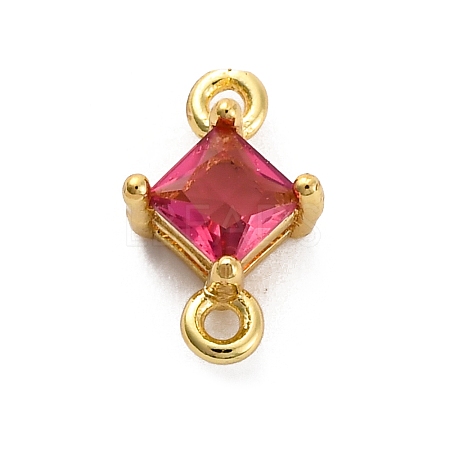 Brass Cubic Zirconia Rhombus Connector Charms KK-F894-12G-03-1