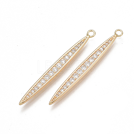 Brass Micro Pave Cubic Zirconia Pendants X-KK-T038-350G-1