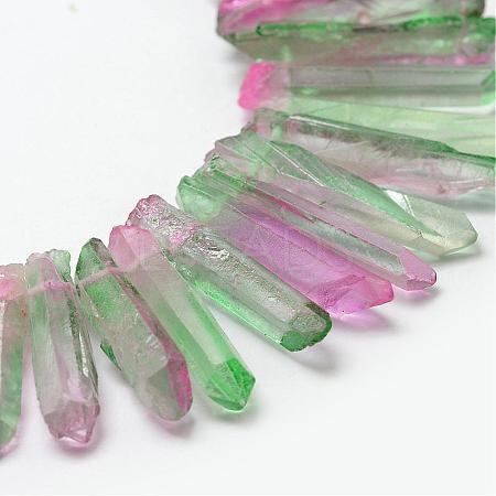 Electroplate Natural Quartz Crystal Beads Strands G-F462-01A-1