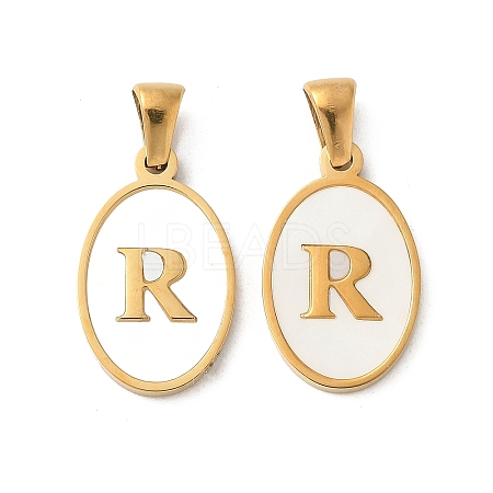 Natural Shell Oval with Initial Pendants STAS-I351-23G-R-1