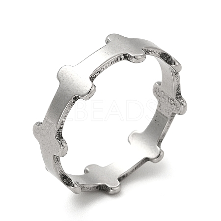 201 Stainless Steel Dog Bone Wrap Finger Ring for Women RJEW-G278-12P-1