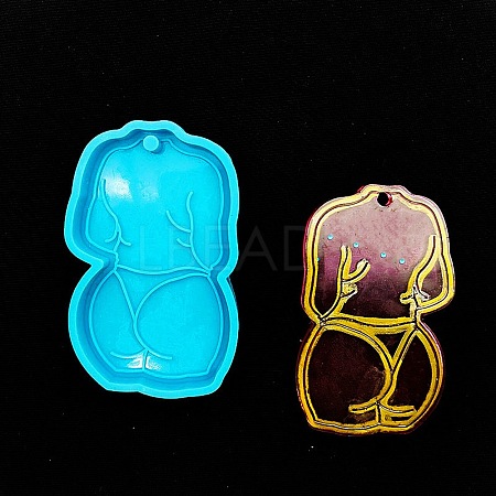 Mother's Day Girl's Back Silicone Pendant Molds AJEW-M221-02A-1