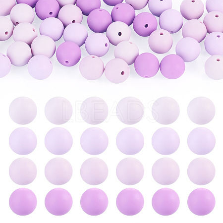 40Pcs 4 Colors Round Silicone Focal Beads SIL-TAD0001-02A-1