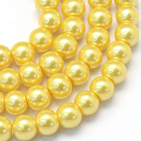 Baking Paint Pearlized Glass Pearl Round Bead Strands X-HY-Q003-6mm-67-1