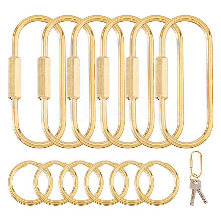 6Pcs Brass Locking Carabiner KK-HS0015-85A-1