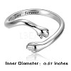 Rhodium Plated 925 Sterling Silver Hug Hands Open Cuff Ring with Love Forever for Women JR860A-3