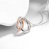 Platinum & Rose Gold Plated Tin Alloy Double Heart Pendant Necklaces NJEW-BB02208-4
