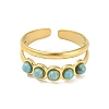 Synthetic Turquoise Beaded Open Cuff Ring RJEW-G293-01D-2