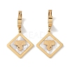 Rhombus with Elephant 304 Stainless Steel Shell Hoop Earrings EJEW-L283-042G-1