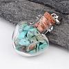 Heart Glass Bottle with Natural & Synthetic Mixed Stone Inside Pendants PALLOY-JF00172-2