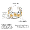 304 Stainless Steel Vintage Daisy Flower Hollow Open Cuff Bangles for Women HL3157-2-2