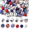 75Pcs 12 Styles Independence Day Theme Wood European Beads WOOD-FS0001-22-1