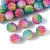 20Pcs Rainbow AB Resin Rhinestone Beads OACR-FS0002-33-2