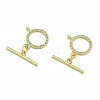Brass Micro Pave Clear Cubic Zirconia Toggle Clasps KK-N259-22-3