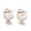 Brass Micro Pave Clear Cubic Zirconia Stud Earring Findings KK-S356-358-NF-1