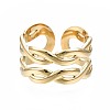 304 Stainless Steel Twist Wrap Open Cuff Ring RJEW-T023-06G-1