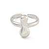 Brass Letter Open Cuff Rings for Women RJEW-G313-01I-P-2