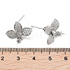 Flower Rhodium Plated 925 Sterling Silver Micro Pave Cubic Zirconia Stud Earring Findings EJEW-B038-18P-3