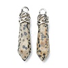 Bullet Natural Dalmatian Jasper Pointed Pendants G-E332-C34-1