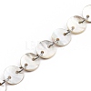 Handmade Mother of Pearl Flat Round Link Chains AJEW-JB00716-01-3