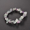 Chips Natural Fluorite Beaded Stretch Bracelets BJEW-JB01826-01-1