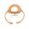 Ion Plating(IP) 304 Stainless Steel Donut Open Cuff Ring for Women RJEW-C025-21G-3