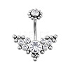 316L Surgical Stainless Steel Cubic Zirconia Wing 15 Gauge Belly Button Rings WG4371E-01-1
