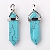 Dyed Synthetic Turquoise Pointed Pendants G-F295-03A-4