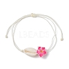 Natural Shell & Polymer Clay 3D Flower Link Bracelet BJEW-JB09816-2