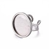 Tarnish Resistant 201 Stainless Steel Cuff Ring Findings STAS-S080-040F-P-3