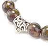Natural Dragon Blood Stretch Bracelet with Alloy Beads BJEW-JB08017-05-4