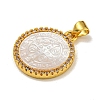 Rack Plating Brass Micro Pave Clear Cubic Zirconia Flat Round Pendants KK-U025-10G-07-2