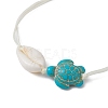 Synthetic Turquoise Turtle & Natural Shell Braided Bead Bracelet BJEW-JB09814-01-2