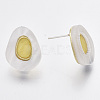 Golden Plated Alloy Enamel Stud Earrings EJEW-N009-06C-3