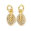 Brass Micro Pave Clear Cubic Zirconia Charms KK-Z044-25G-1