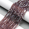 Transparent Electroplate Glass Beads Strands GLAA-F029-4mm-C05-4