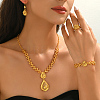 Hollow Sunflower & Teardrop Alloy Bracelets & Earrings & Necklaces & Rings Sets for Women JY5579-3
