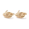 Brass with Clear Cubic Zirconia Stud Earring Findings KK-G491-57B-G-2