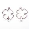 Matte Style Rack Plating Alloy Irish Clover Open Back Bezel Pendants PALLOY-S047-06A-FF-1