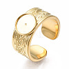 304 Stainless Steel Open Cuff Finger Ring Cabochon Settings STAS-T060-05G-3