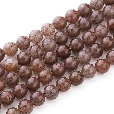 Natural Purple Aventurine Round Bead Strands G-E334-6mm-21-1