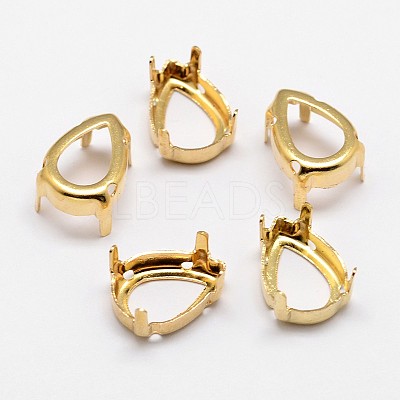 Flat Teardrop Brass Sew on Prong Settings KK-N0084-A02-18x25G-1