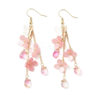 Flower Brass Dangle Earrings EJEW-TA00643-02-1