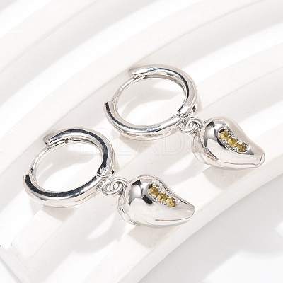 Brass Cubic Zirconia Hoop Earrings EJEW-Q015-01P-F-1