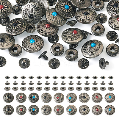 18Sets 9 Styles Brass Snap Buttons FIND-SW0001-33-1