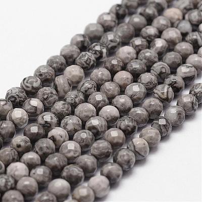 Natural Map Stone/Picasso Stone/Picasso Jasper Beads Strands G-D840-35-4mm-1